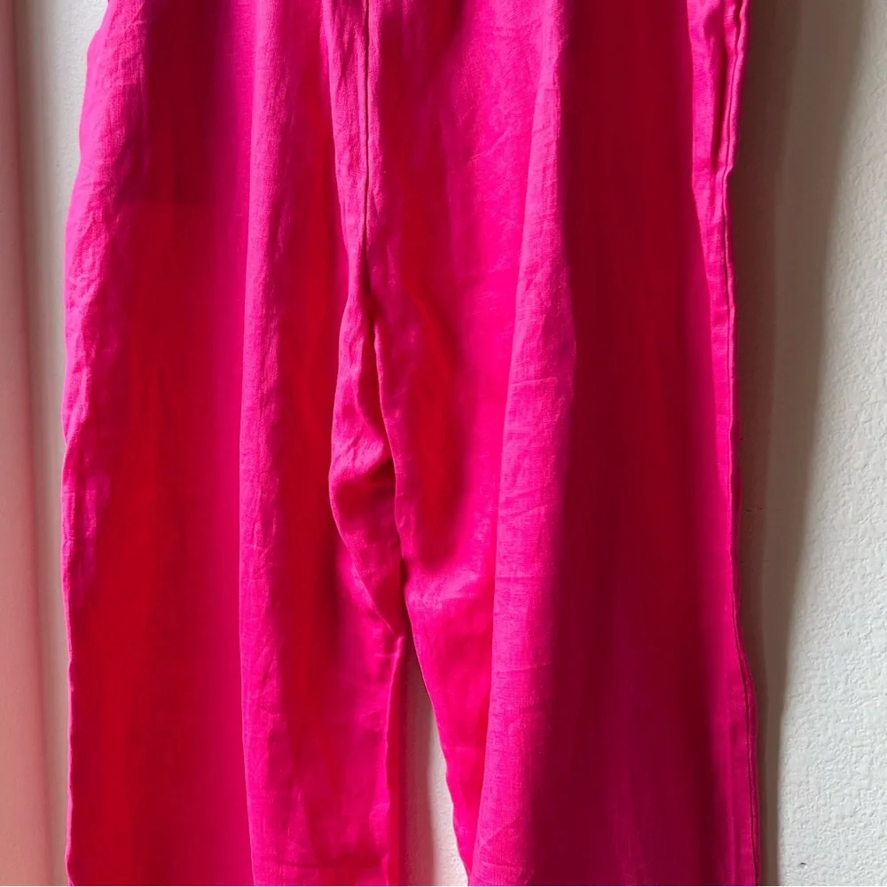 NWOT Reformation Vesta Pants Hot Pink High Waist Wide Leg Work Pants Linen Sz 18